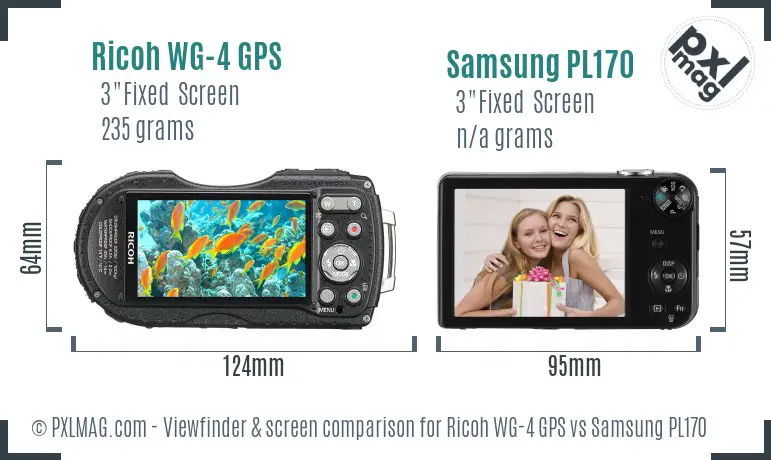Ricoh WG-4 GPS vs Samsung PL170 Screen and Viewfinder comparison