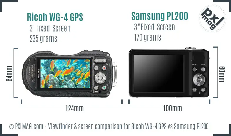 Ricoh WG-4 GPS vs Samsung PL200 Screen and Viewfinder comparison