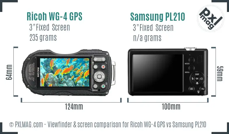 Ricoh WG-4 GPS vs Samsung PL210 Screen and Viewfinder comparison