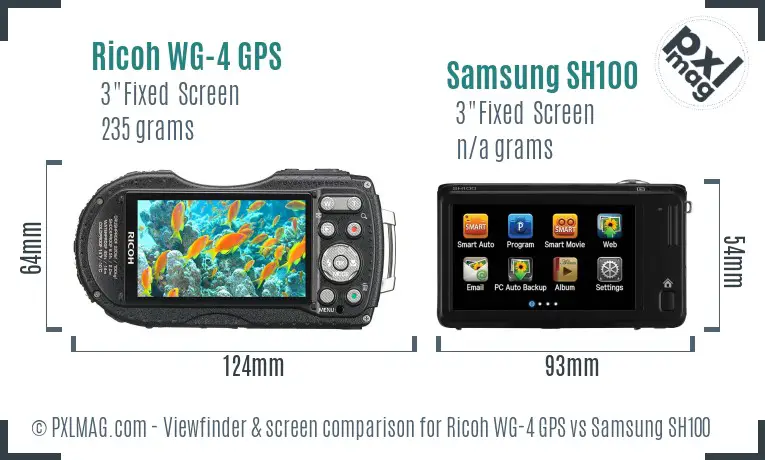 Ricoh WG-4 GPS vs Samsung SH100 Screen and Viewfinder comparison