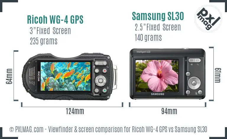 Ricoh WG-4 GPS vs Samsung SL30 Screen and Viewfinder comparison