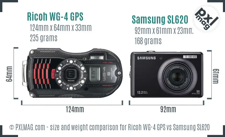 Ricoh WG-4 GPS vs Samsung SL620 size comparison