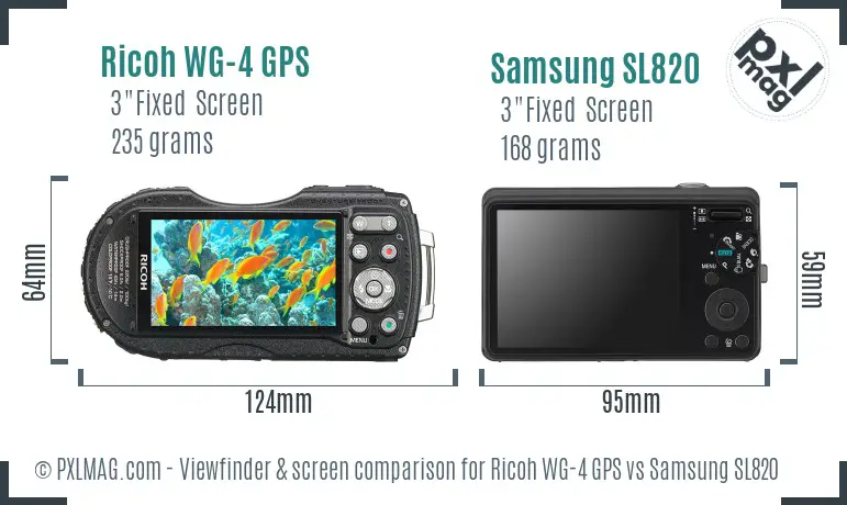 Ricoh WG-4 GPS vs Samsung SL820 Screen and Viewfinder comparison