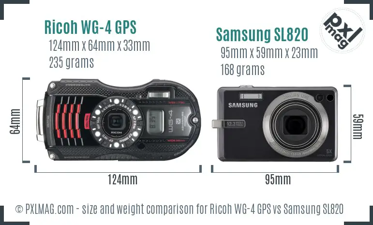 Ricoh WG-4 GPS vs Samsung SL820 size comparison