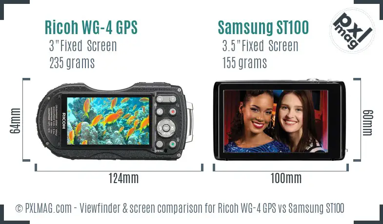 Ricoh WG-4 GPS vs Samsung ST100 Screen and Viewfinder comparison