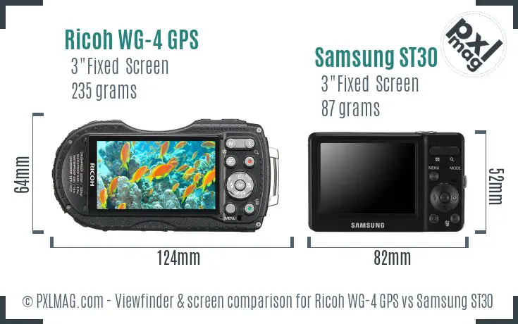 Ricoh WG-4 GPS vs Samsung ST30 Screen and Viewfinder comparison