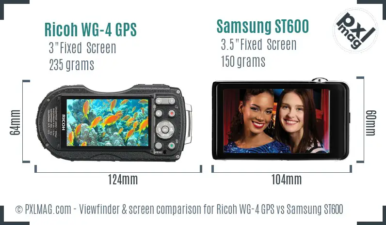 Ricoh WG-4 GPS vs Samsung ST600 Screen and Viewfinder comparison