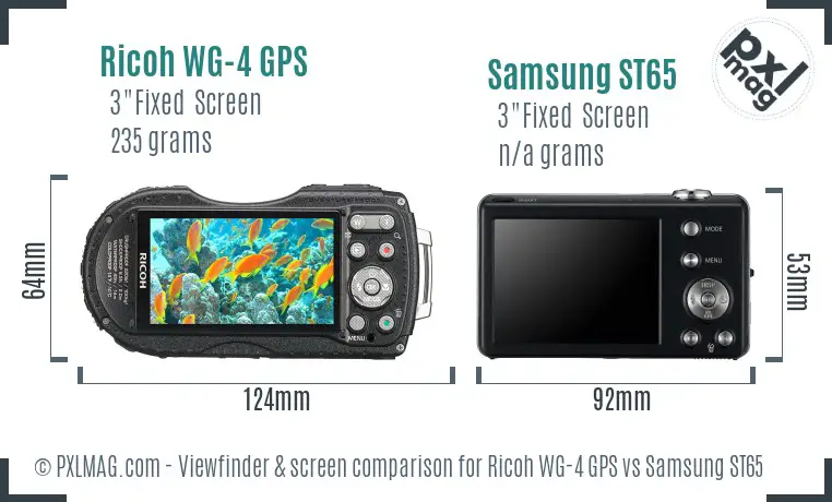 Ricoh WG-4 GPS vs Samsung ST65 Screen and Viewfinder comparison