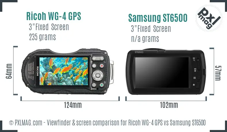 Ricoh WG-4 GPS vs Samsung ST6500 Screen and Viewfinder comparison