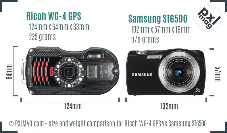 Ricoh WG-4 GPS vs Samsung ST6500 size comparison