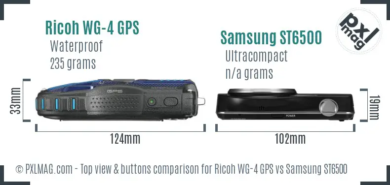 Ricoh WG-4 GPS vs Samsung ST6500 top view buttons comparison