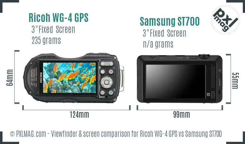 Ricoh WG-4 GPS vs Samsung ST700 Screen and Viewfinder comparison