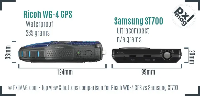 Ricoh WG-4 GPS vs Samsung ST700 top view buttons comparison