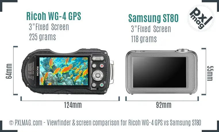 Ricoh WG-4 GPS vs Samsung ST80 Screen and Viewfinder comparison