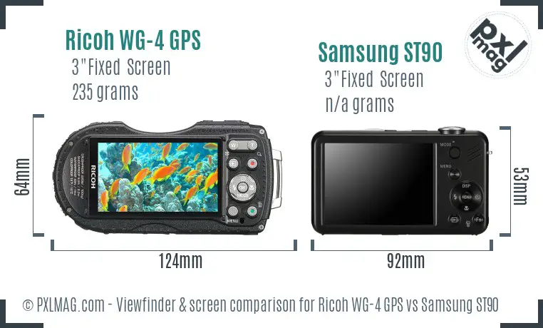 Ricoh WG-4 GPS vs Samsung ST90 Screen and Viewfinder comparison