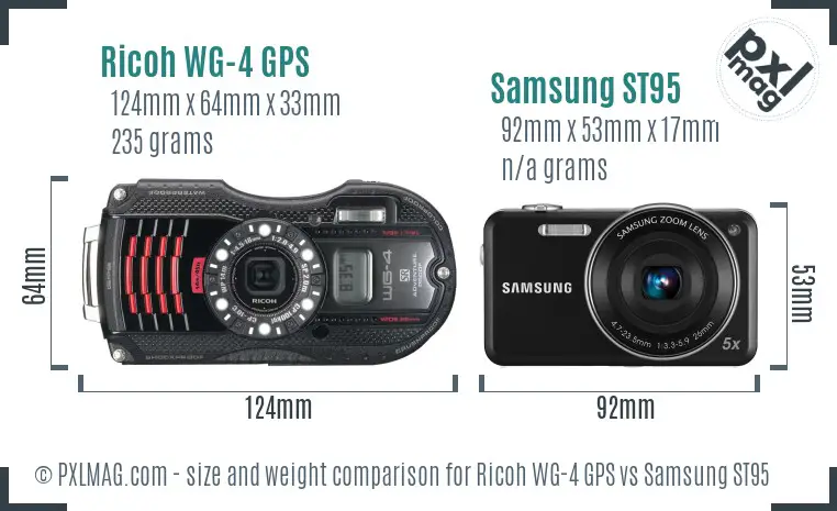 Ricoh WG-4 GPS vs Samsung ST95 size comparison