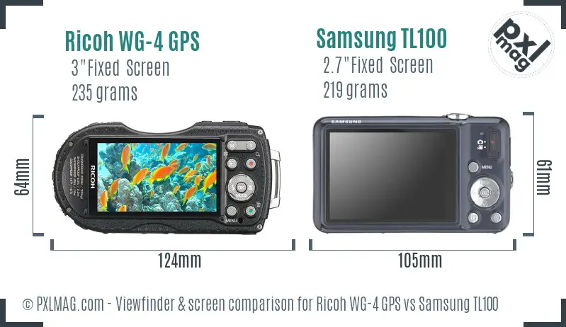 Ricoh WG-4 GPS vs Samsung TL100 Screen and Viewfinder comparison
