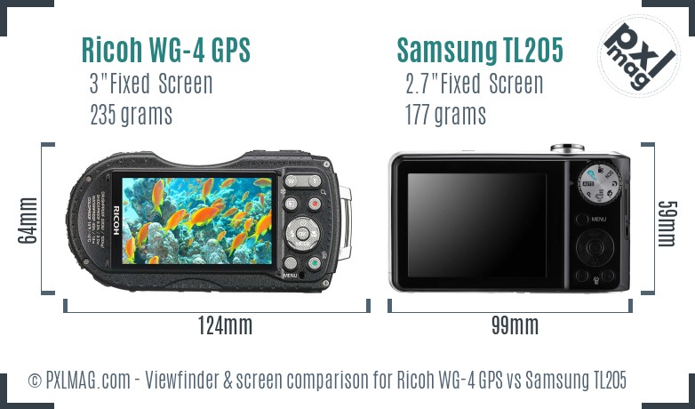 Ricoh WG-4 GPS vs Samsung TL205 Screen and Viewfinder comparison