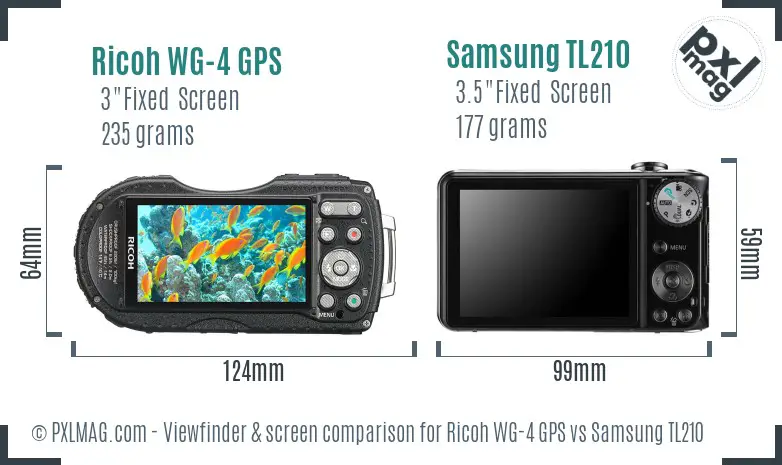 Ricoh WG-4 GPS vs Samsung TL210 Screen and Viewfinder comparison