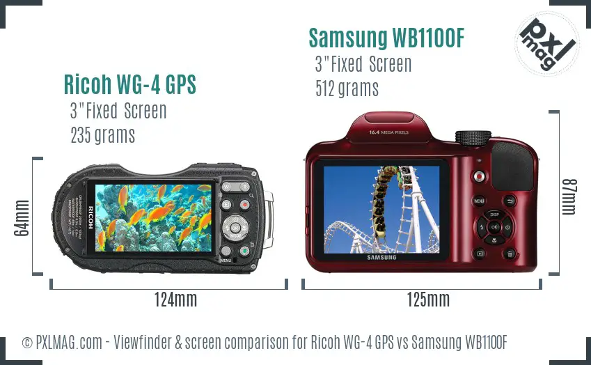 Ricoh WG-4 GPS vs Samsung WB1100F Screen and Viewfinder comparison