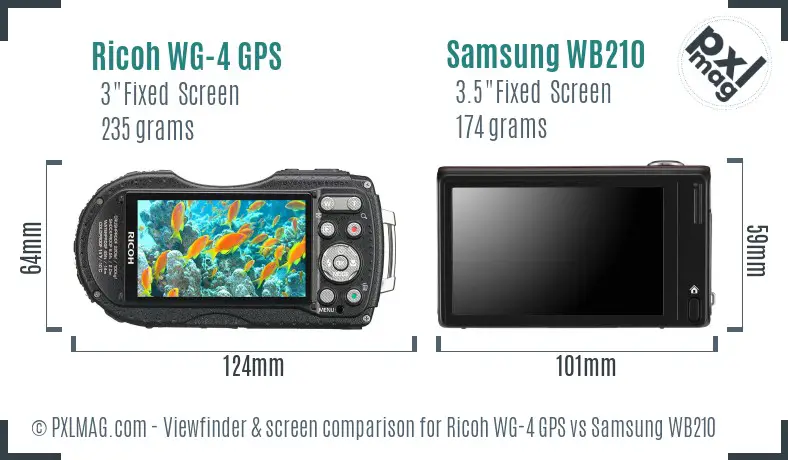 Ricoh WG-4 GPS vs Samsung WB210 Screen and Viewfinder comparison