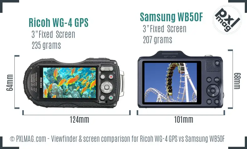 Ricoh WG-4 GPS vs Samsung WB50F Screen and Viewfinder comparison