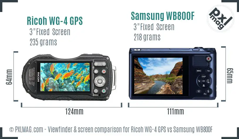 Ricoh WG-4 GPS vs Samsung WB800F Screen and Viewfinder comparison