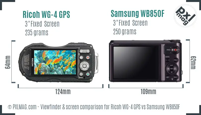 Ricoh WG-4 GPS vs Samsung WB850F Screen and Viewfinder comparison