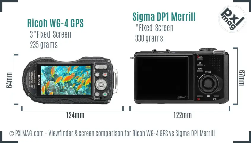 Ricoh WG-4 GPS vs Sigma DP1 Merrill Screen and Viewfinder comparison