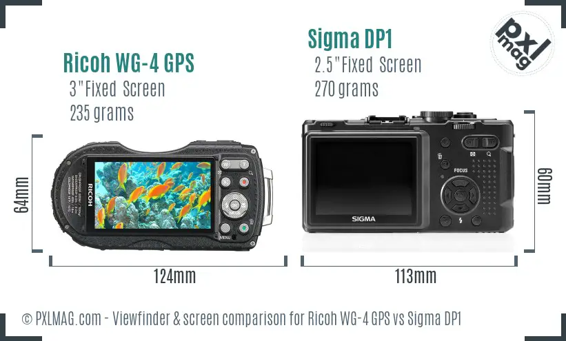 Ricoh WG-4 GPS vs Sigma DP1 Screen and Viewfinder comparison