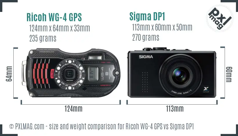 Ricoh WG-4 GPS vs Sigma DP1 size comparison