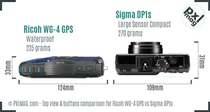 Ricoh WG-4 GPS vs Sigma DP1s top view buttons comparison