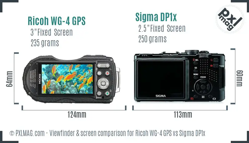 Ricoh WG-4 GPS vs Sigma DP1x Screen and Viewfinder comparison