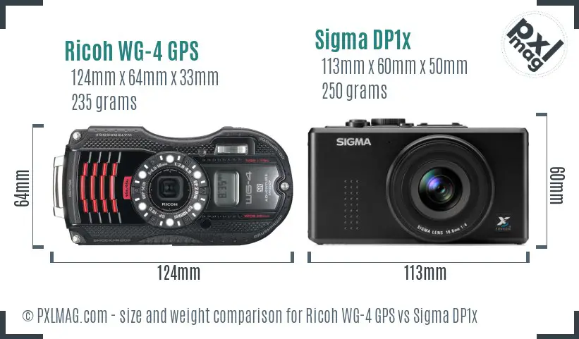 Ricoh WG-4 GPS vs Sigma DP1x size comparison