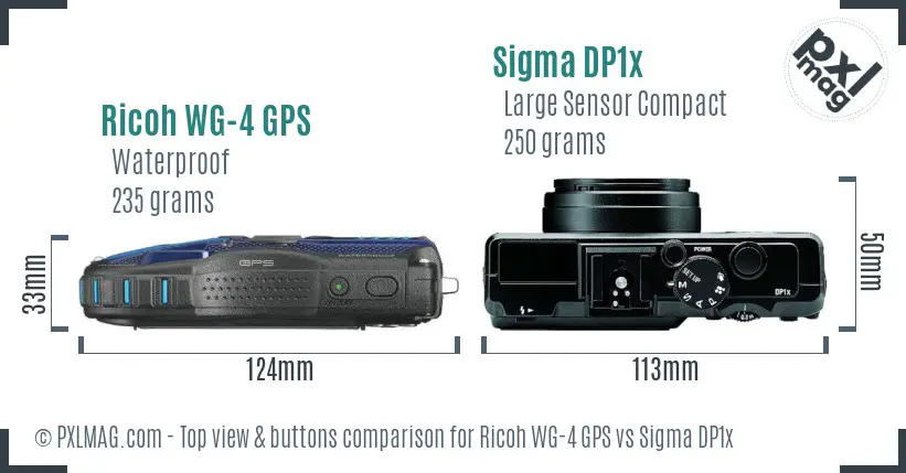 Ricoh WG-4 GPS vs Sigma DP1x top view buttons comparison