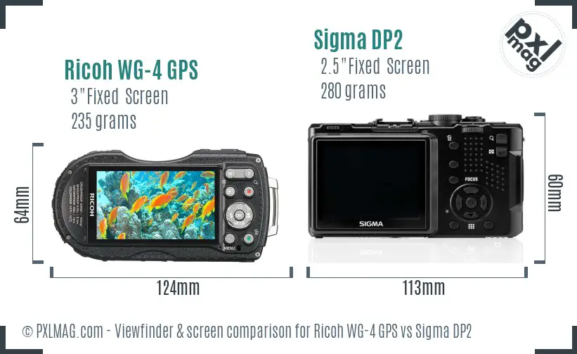 Ricoh WG-4 GPS vs Sigma DP2 Screen and Viewfinder comparison