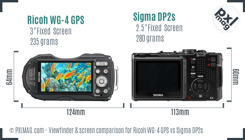 Ricoh WG-4 GPS vs Sigma DP2s Screen and Viewfinder comparison