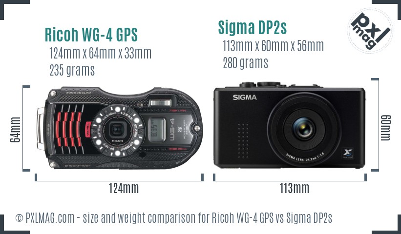 Ricoh WG-4 GPS vs Sigma DP2s size comparison