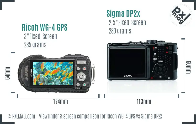 Ricoh WG-4 GPS vs Sigma DP2x Screen and Viewfinder comparison