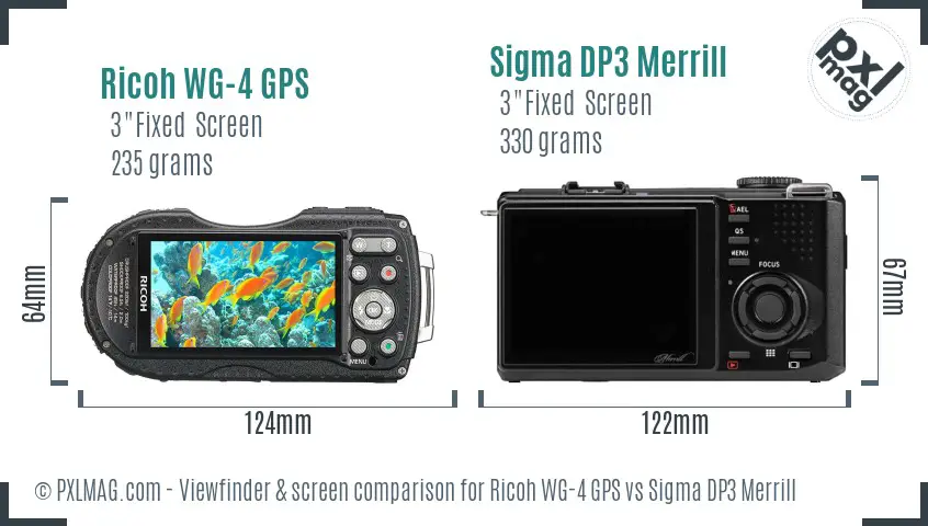 Ricoh WG-4 GPS vs Sigma DP3 Merrill Screen and Viewfinder comparison