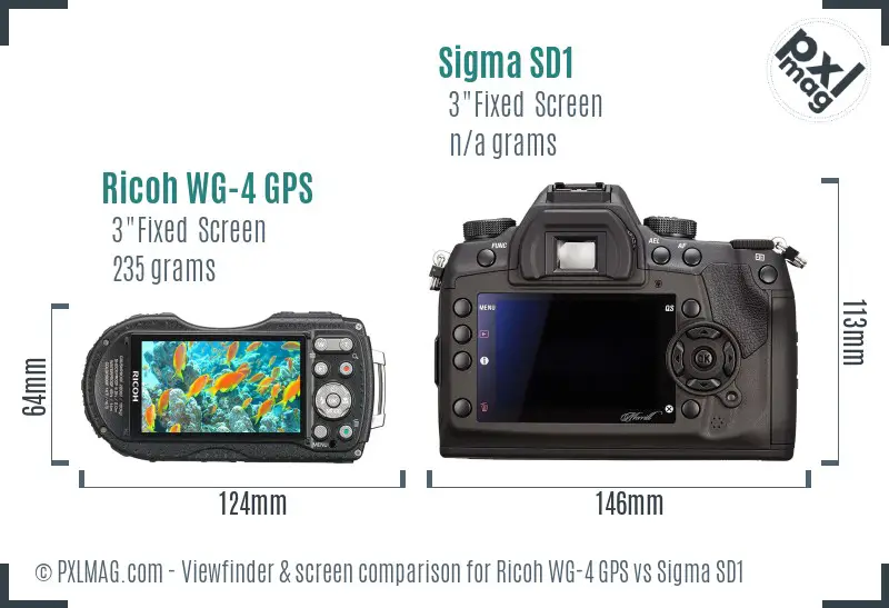 Ricoh WG-4 GPS vs Sigma SD1 Screen and Viewfinder comparison