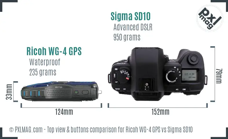 Ricoh WG-4 GPS vs Sigma SD10 top view buttons comparison
