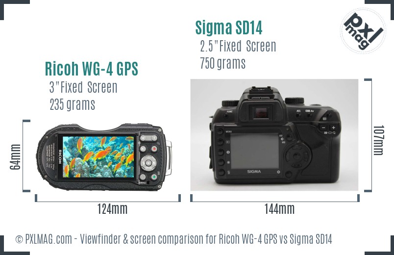 Ricoh WG-4 GPS vs Sigma SD14 Screen and Viewfinder comparison