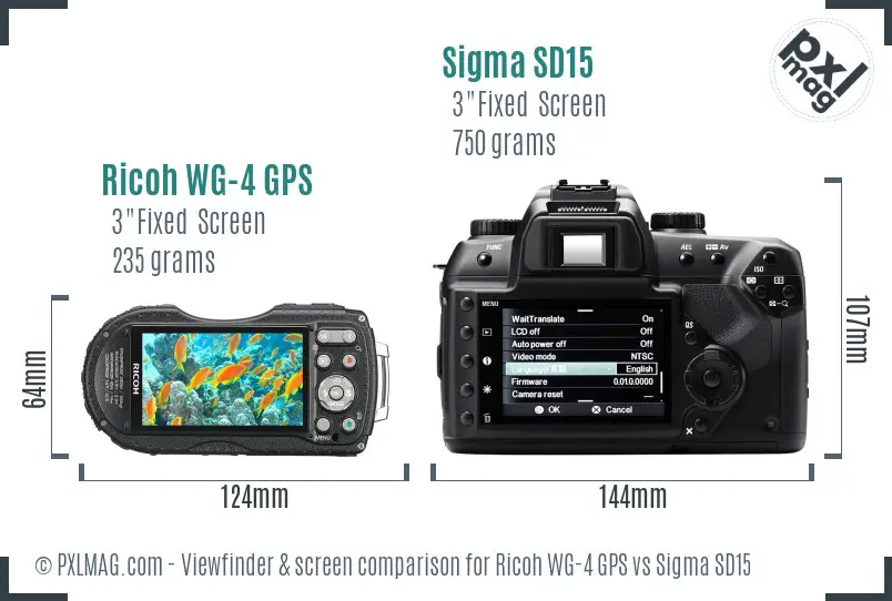 Ricoh WG-4 GPS vs Sigma SD15 Screen and Viewfinder comparison