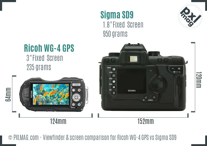 Ricoh WG-4 GPS vs Sigma SD9 Screen and Viewfinder comparison