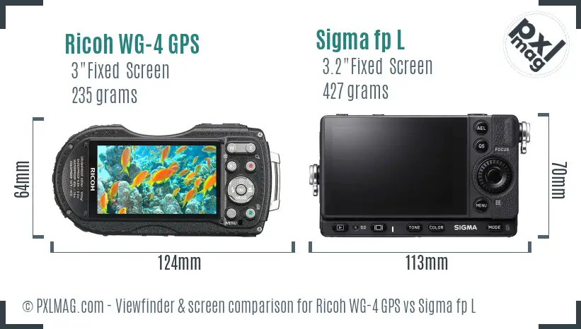 Ricoh WG-4 GPS vs Sigma fp L Screen and Viewfinder comparison