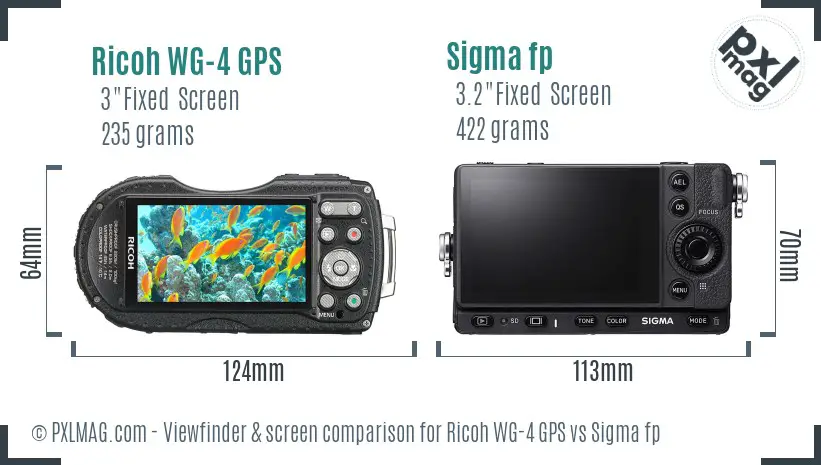 Ricoh WG-4 GPS vs Sigma fp Screen and Viewfinder comparison