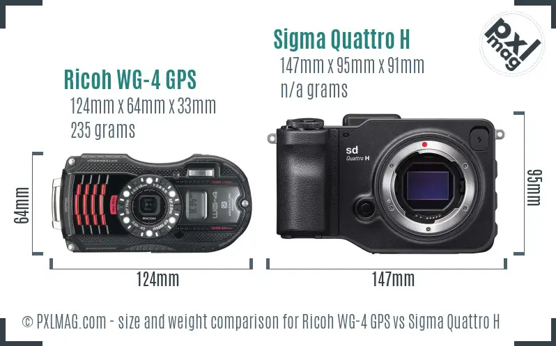 Ricoh WG-4 GPS vs Sigma Quattro H size comparison