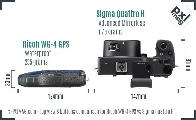 Ricoh WG-4 GPS vs Sigma Quattro H top view buttons comparison