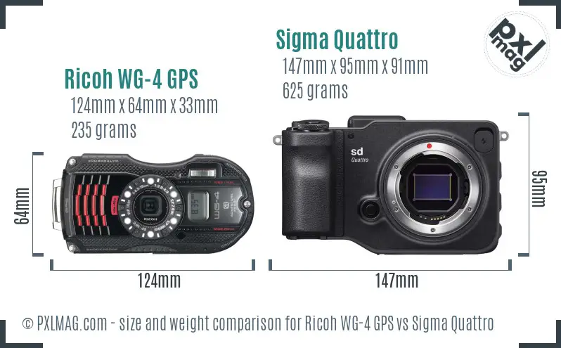 Ricoh WG-4 GPS vs Sigma Quattro size comparison